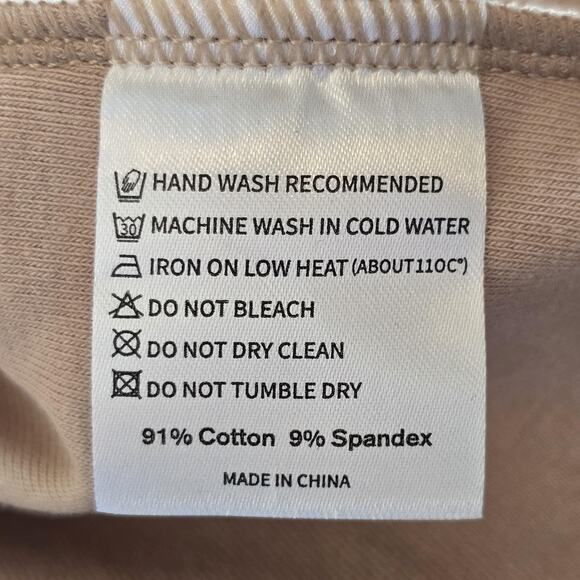 MANGOPOP Bodysuit Womens Medium Beige Long Sleeve Crew Neck Snap Closure Stretch - Picture 5 of 9